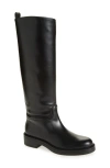 Stuart Weitzman 40mm Celia Rounded-toe Leather Boots In Black