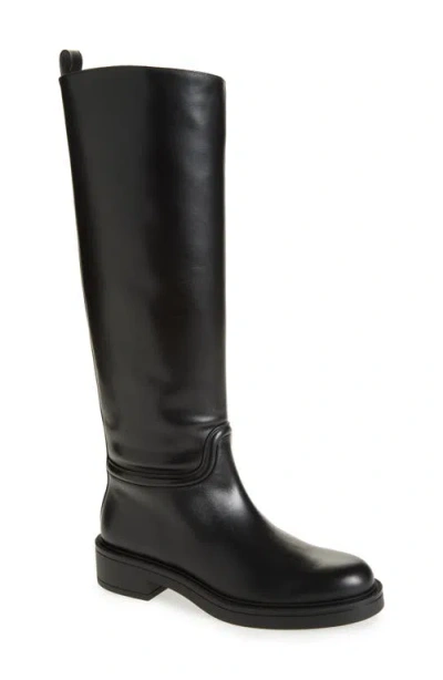 Stuart Weitzman 40mm Celia Rounded-toe Leather Boots In Black