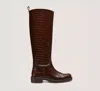 Stuart Weitzman Croc-effect Leather Boots In Brown