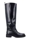 Stuart Weitzman Stylish Knee-high Leather Block Heel Boots In Black