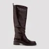 Stuart Weitzman Crocodile-effect Knee-high Boots With Block Heel And Versatile Design In V Walnut Tonal