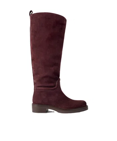 Stuart Weitzman Celia Suede Knee Boots In Burgundy