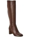 Stuart Weitzman Celina Zip Leather Knee-high Boot In Brown