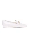 Stuart Weitzman Signature Square Leather Loafers In White