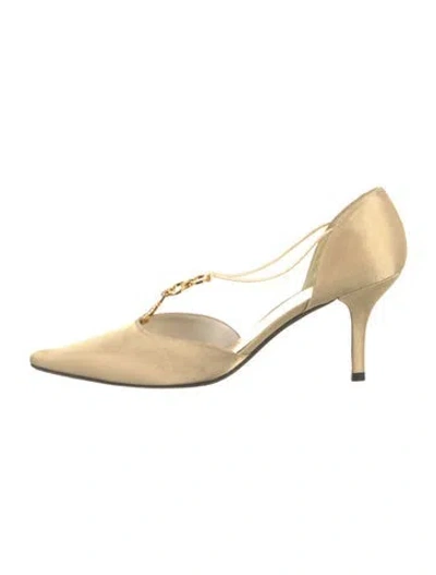Pre-owned Stuart Weitzman Chain-link Accents T-strap Pumps