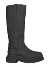 Stuart Weitzman Splicing Design And Knee Boots In Black