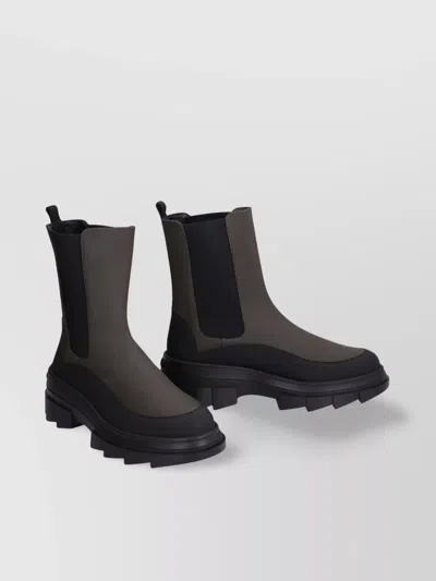 Stuart Weitzman Chelsea Boots With Lug Sole And Pull Tab In Green