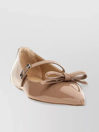 Stuart Weitzman Chic Pointed Toe Ballerina Shoes In Brown