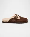 Stuart Weitzman Chrystie Shearling-lined Suede Mules In Brown