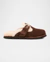 Stuart Weitzman Chrystie Shearling-lined Suede Mules In Brown