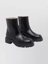 Stuart Weitzman Chunky Heel Leather Ankle Boots With Lug Sole In Black