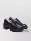 Stuart Weitzman Chunky Heel Patent Leather Loafers Platform
