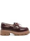 Stuart Weitzman Chunky Leather Boat Shoes In Brown
