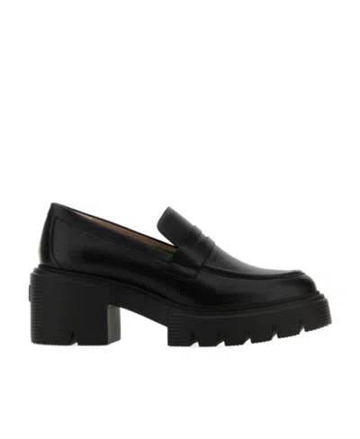 STUART WEITZMAN CHUNKY-SOLE LEATHER LOAFERS