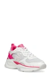 Stuart Weitzman Chunky Sole Sneaker In White/fuchsia Leather