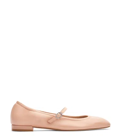 Stuart Weitzman , Claris Ballet Flat, Loafer Und Flache Schuhe, Puder, Glattes Kalbsleder In Brown