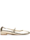 Stuart Weitzman Claris Crystal-embellished Leather Ballerina Shoes In Gold