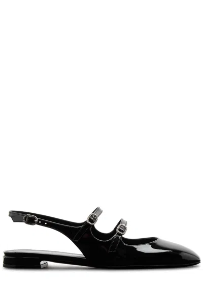 Stuart Weitzman Black Slingback Ballet Shoes With Crystal Embellishment In Patent Leather Woman