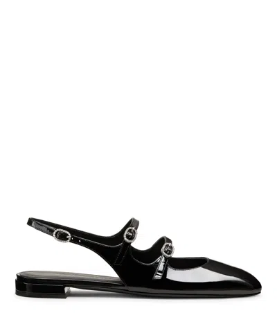Stuart Weitzman Black Slingback Ballet Shoes With Crystal Embellishment In Patent Leather Woman