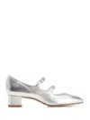Stuart Weitzman Benni Metallic Mary Jane Pumps In Silver