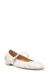 Stuart Weitzman Claris Studded Leather Mary Jane Flats In Cream