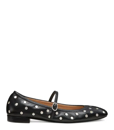 Stuart Weitzman Claris Studded Leather Mary Jane Flats In Black