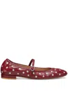Stuart Weitzman Claris Studded Leather Mary Jane Flats In Red