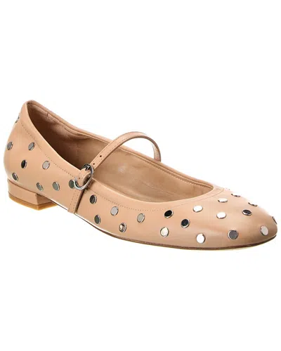 Stuart Weitzman Claris Stud Leather Ballet Flt In Brown