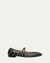 Stuart Weitzman Claris Studded Leather Mary Jane Flats In Black
