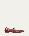 Stuart Weitzman Claris Studded Leather Mary Jane Flats In Rioja