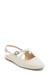Stuart Weitzman Clover Canvas Slingback Flats In White