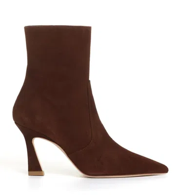 Stuart Weitzman Coffee Suede Ankle Boot 80mm Heel
