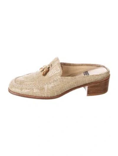 Pre-owned Stuart Weitzman Colorblock Pattern Beaded Accents Mules