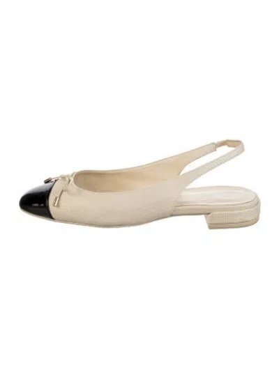 Pre-owned Stuart Weitzman Colorblock Pattern Bow Accents Slingback Flats In Neutral