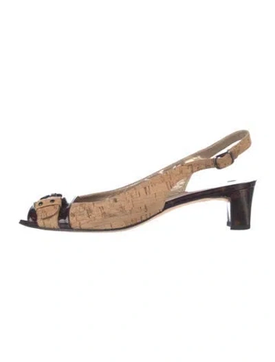 Pre-owned Stuart Weitzman Colorblock Pattern Slingback Flats In Neutral