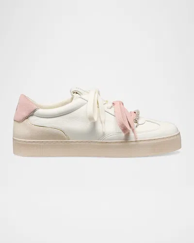 Stuart Weitzman Colton Embellished Leather Sneakers In Gold