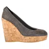 Stuart Weitzman Cork Wedge Platform Pumps In Silver Glitter Lurex In Silver