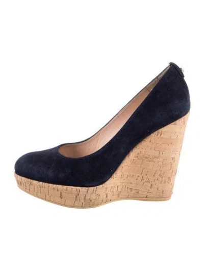 Pre-owned Stuart Weitzman Corkswoon Suede Pumps In Blue