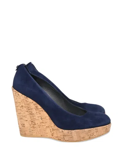 Pre-owned Stuart Weitzman Corkswoon Wedge Pumps In Blue