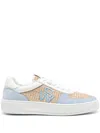 Stuart Weitzman Courtside Panelled Raffia Sneakers In Blue