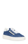 Stuart Weitzman Denim Pearly Stud Low-top Sneakers In Washed/white
