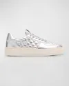 STUART WEITZMAN COURTSIDE QUILTED METALLIC LOW-TOP SNEAKERS