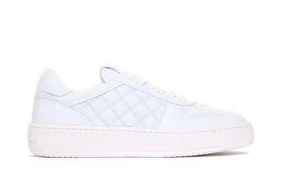 Stuart Weitzman Quilted Round Toe Sneakers With Rubber Sole In White