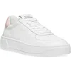 Stuart Weitzman Courtside Sneaker In White/pink Leather
