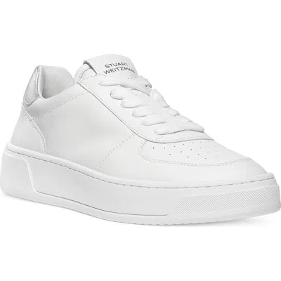 Stuart Weitzman Courtside Sneaker In White/silver Leather