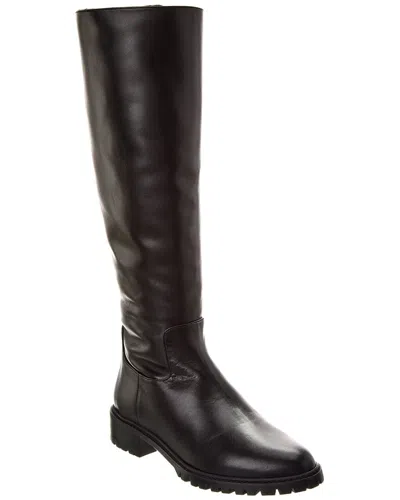 Stuart Weitzman Cozy City Zip Leather To-the-knee Boot In Black