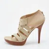 Stuart Weitzman Cream Leather And Elastic Fabric Cross Strap Sandals In Neutral