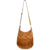 Stuart Weitzman Crescent Fringe Crossbody Bag In Brown