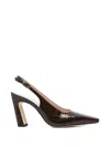 Stuart Weitzman Croc-effect Slingback Pumps In Brown