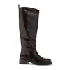 Stuart Weitzman Crocodile-effect Knee-high Boots With Block Heel And Versatile Design In Brown